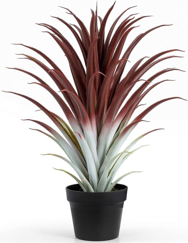 Hyper Realistic Big Red Artificial Aloe Vera Plant 26 Inches Tall.